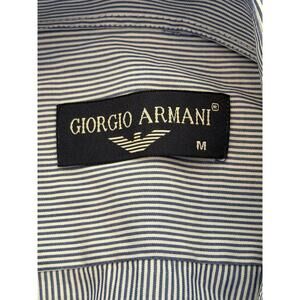Giorgio Armani Men’s Dress Shirt Blue Stripe Size M Button Up Italy Designer